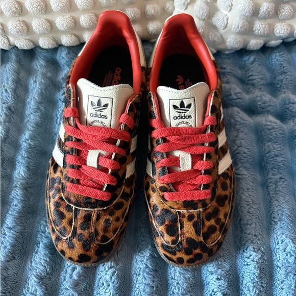 adidas Shoes - Adidas OG Sambas Leopard Print Sneakers with Red and White Details